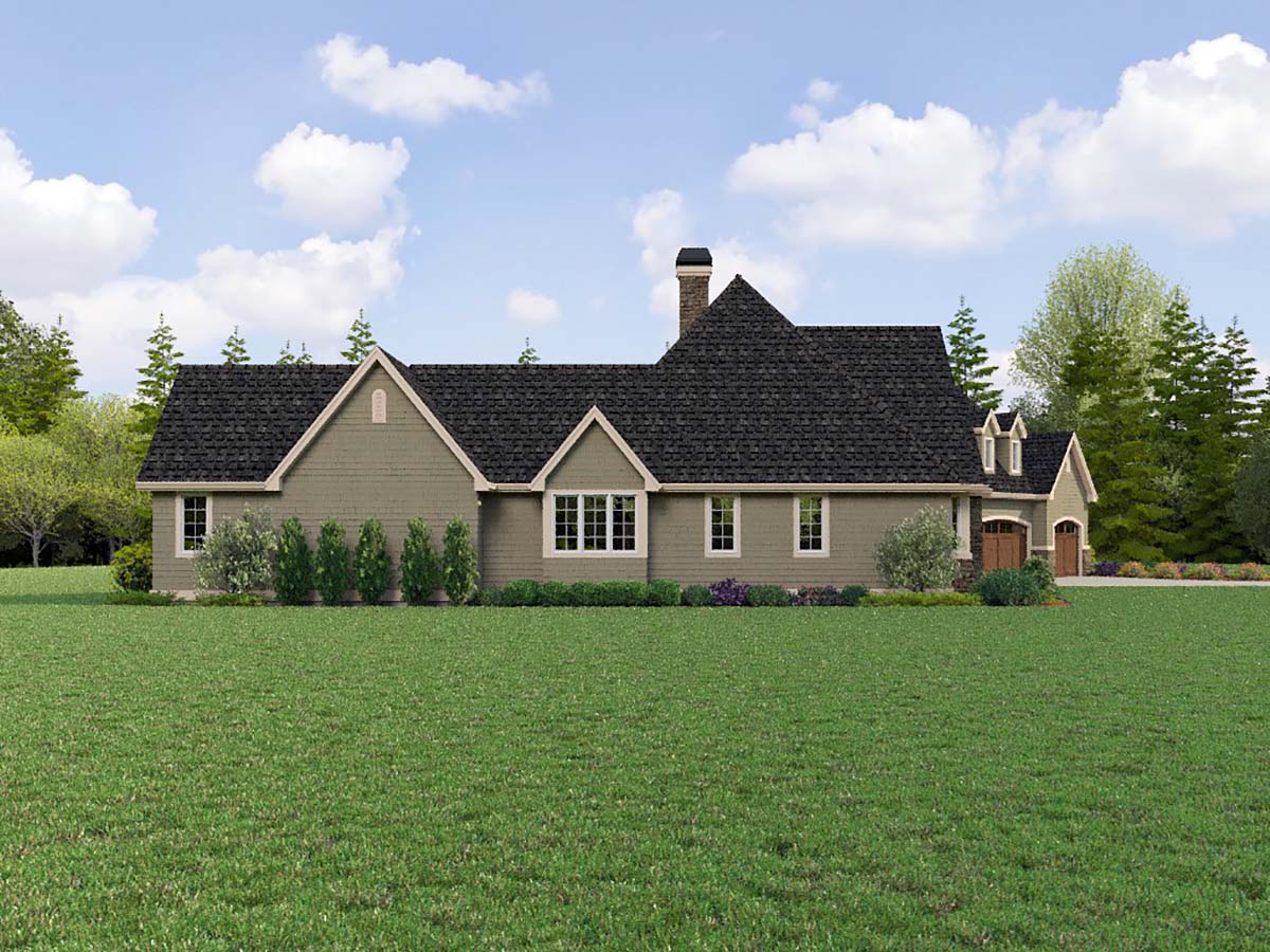 Craftsman, European, Traditional Plan with 3079 Sq. Ft., 4 Bedrooms, 2 Bathrooms, 3 Car Garage Picture 3