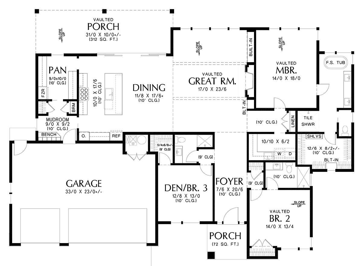 Contemporary Ranch Level One of Plan 83507