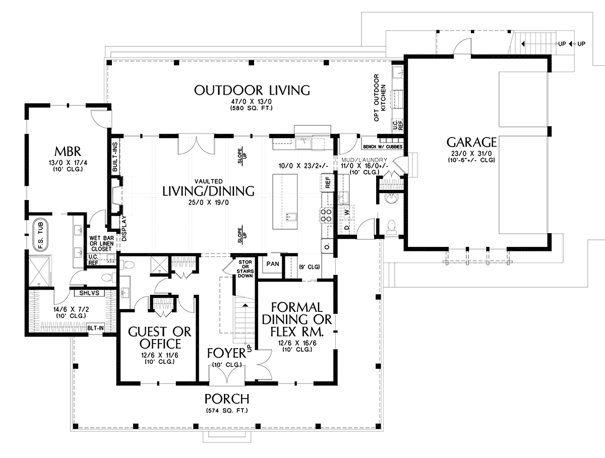 Country Farmhouse Level One of Plan 83509