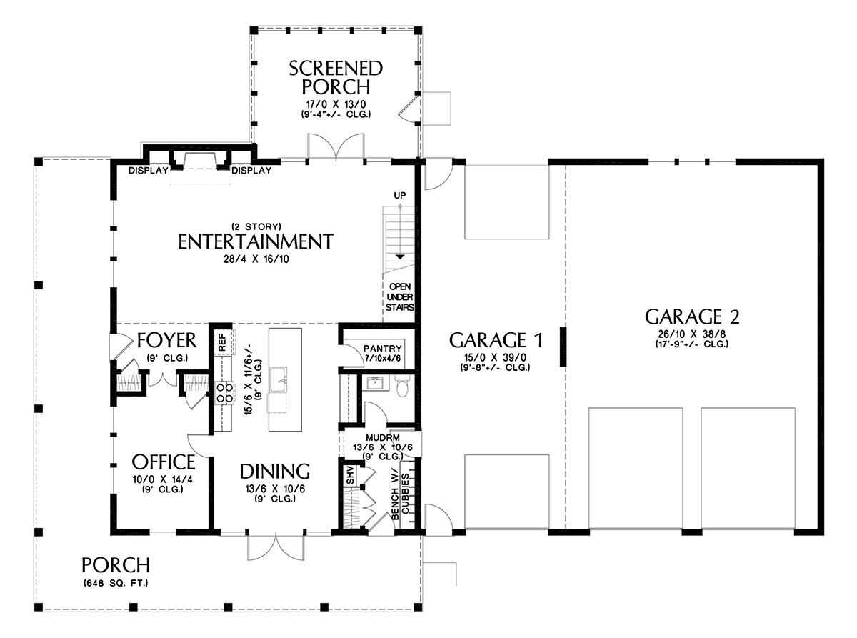 Barndominium Country Farmhouse Level One of Plan 83510