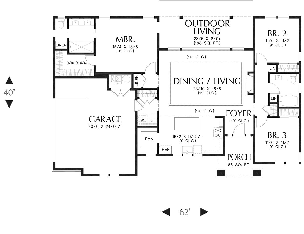 Contemporary Modern Prairie Style Ranch Level One of Plan 83513