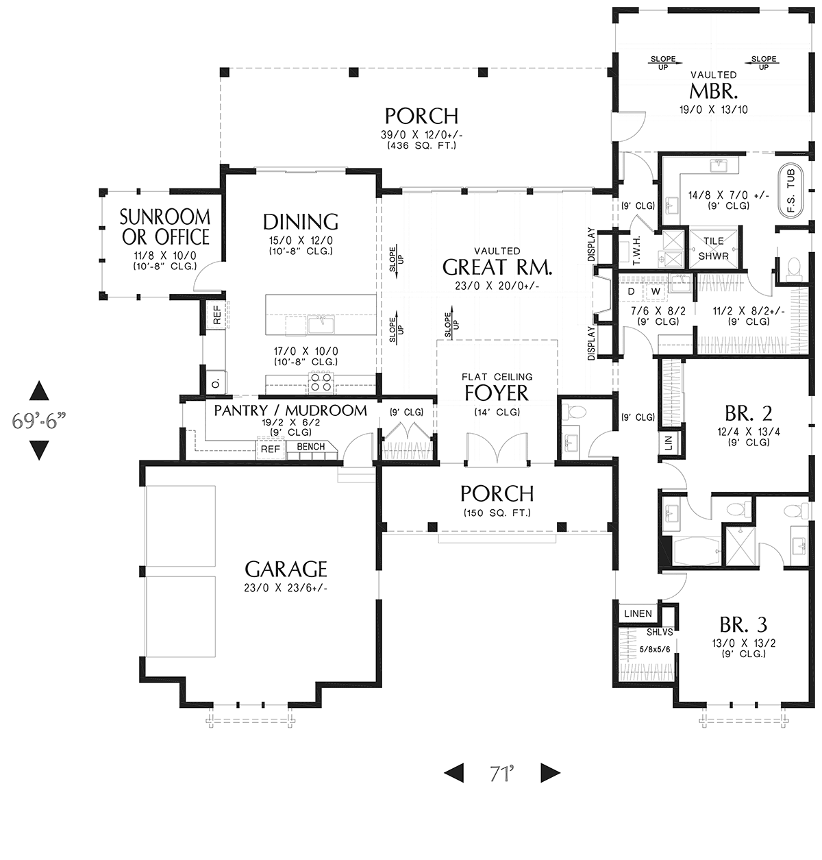 Country Farmhouse Ranch Level One of Plan 83515