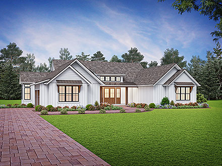 Country Farmhouse Ranch Elevation of Plan 83515