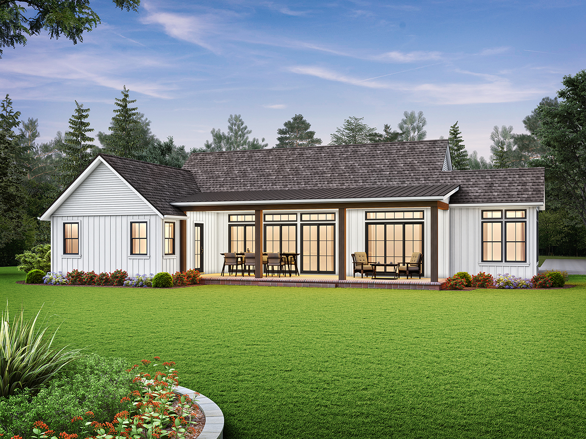 Country Farmhouse Ranch Rear Elevation of Plan 83515