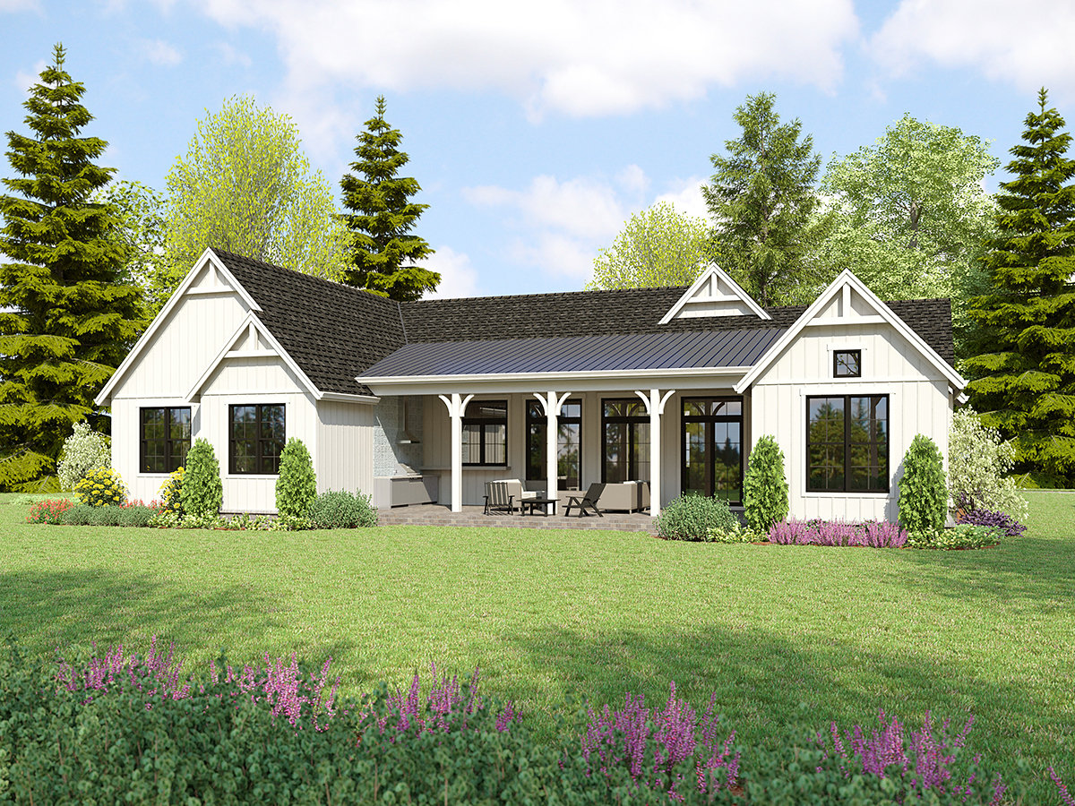 Country Farmhouse Rear Elevation of Plan 83519