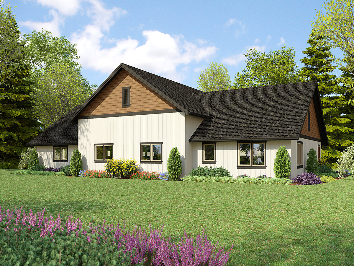 Craftsman Plan with 453 Sq. Ft., 1 Bathrooms, 8 Car Garage Rear Elevation