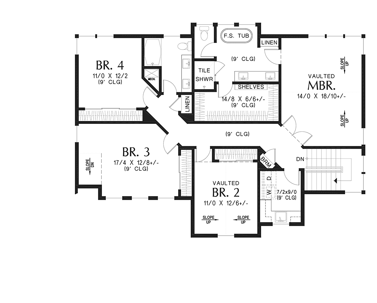 Contemporary European Farmhouse Level Two of Plan 83528