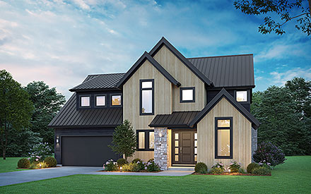 Contemporary European Farmhouse Elevation of Plan 83528