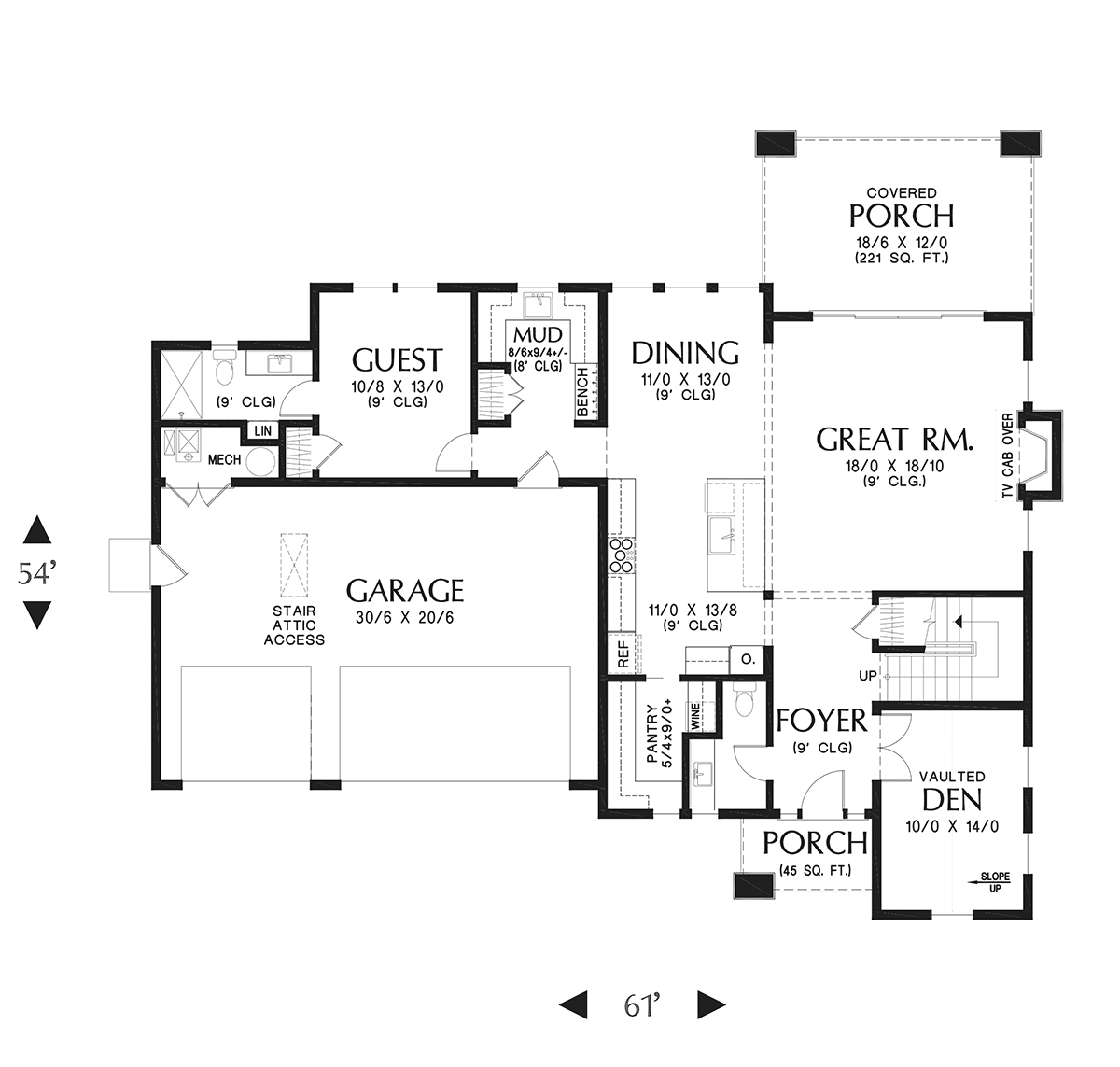 Contemporary Farmhouse Level One of Plan 83529