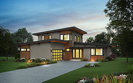 Contemporary Elevation of Plan 83530