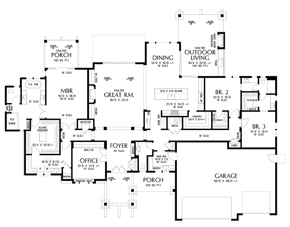 Craftsman Ranch Level One of Plan 83535