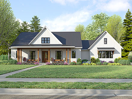Country Farmhouse Ranch Elevation of Plan 83563