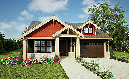 Cottage Craftsman Ranch Elevation of Plan 83594