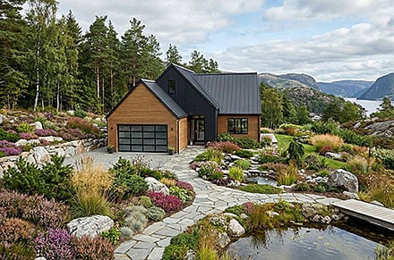 Contemporary European Ranch Elevation of Plan 83599