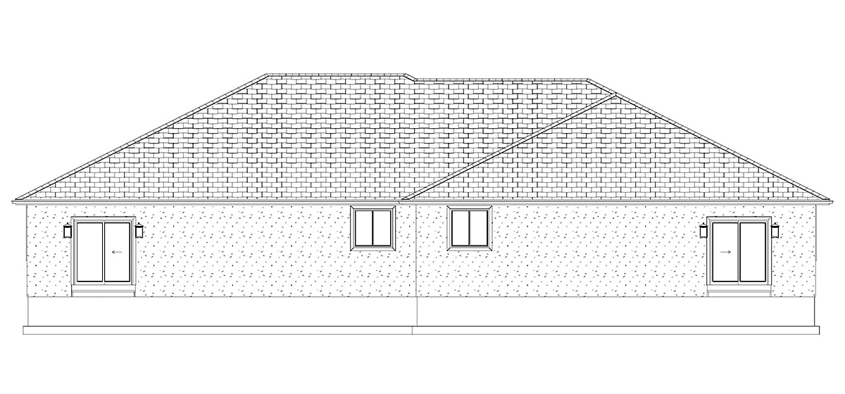 Country Ranch Traditional Rear Elevation of Plan 83601