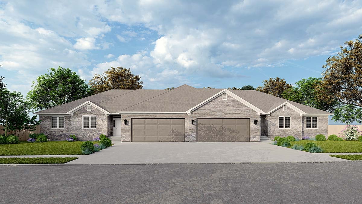 Country, Ranch, Traditional Plan with 3868 Sq. Ft., 6 Bedrooms, 4 Bathrooms, 4 Car Garage Elevation
