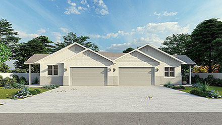 Ranch Southern Traditional Elevation of Plan 83624