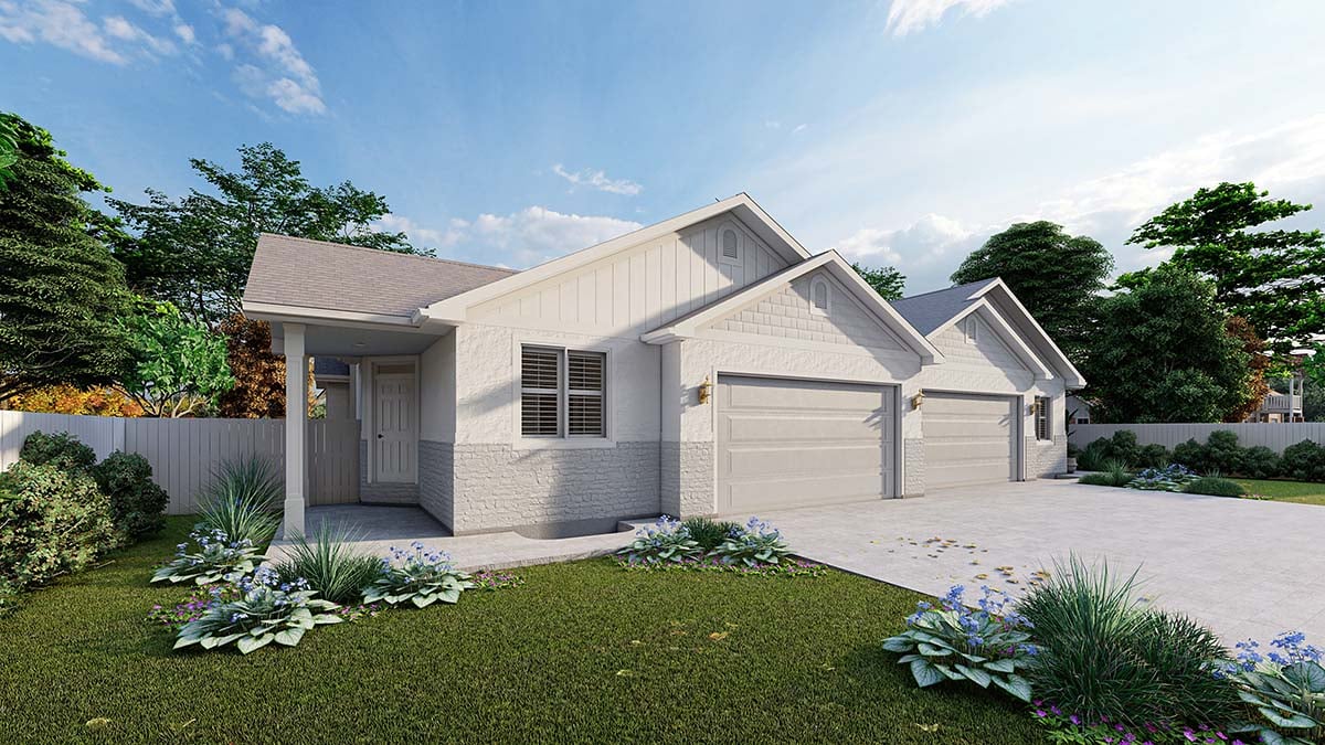 Ranch, Southern, Traditional Plan with 2574 Sq. Ft., 4 Bedrooms, 4 Bathrooms, 4 Car Garage Picture 3