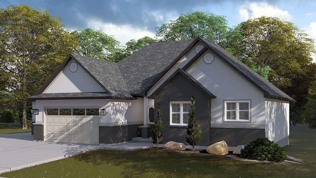New American Style, Ranch, Traditional Plan with 1713 Sq. Ft., 3 Bedrooms, 3 Bathrooms, 3 Car Garage Picture 2