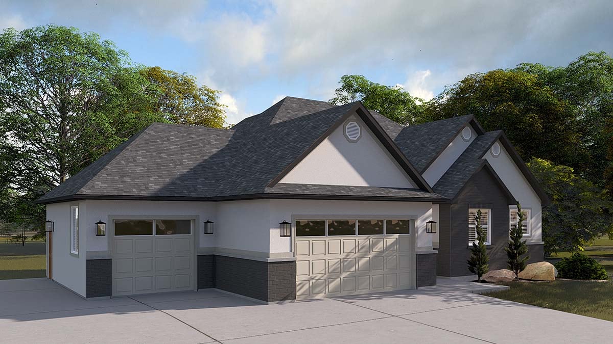 New American Style, Ranch, Traditional Plan with 1713 Sq. Ft., 3 Bedrooms, 3 Bathrooms, 3 Car Garage Picture 3