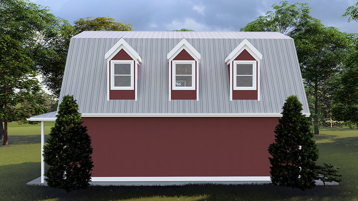 Country, Traditional Plan, 3 Car Garage Rear Elevation