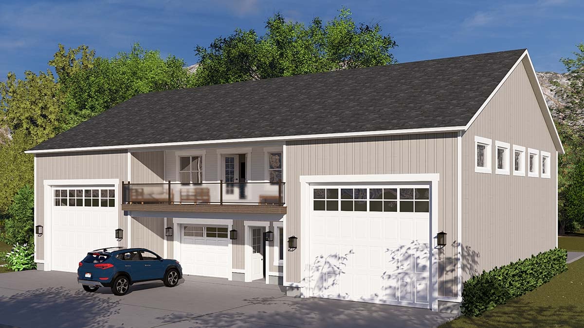 Contemporary, Traditional Plan with 1376 Sq. Ft., 1 Bedrooms, 3 Bathrooms, 5 Car Garage Picture 2