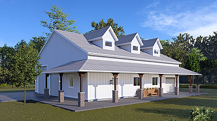 Country Farmhouse Elevation of Plan 83638