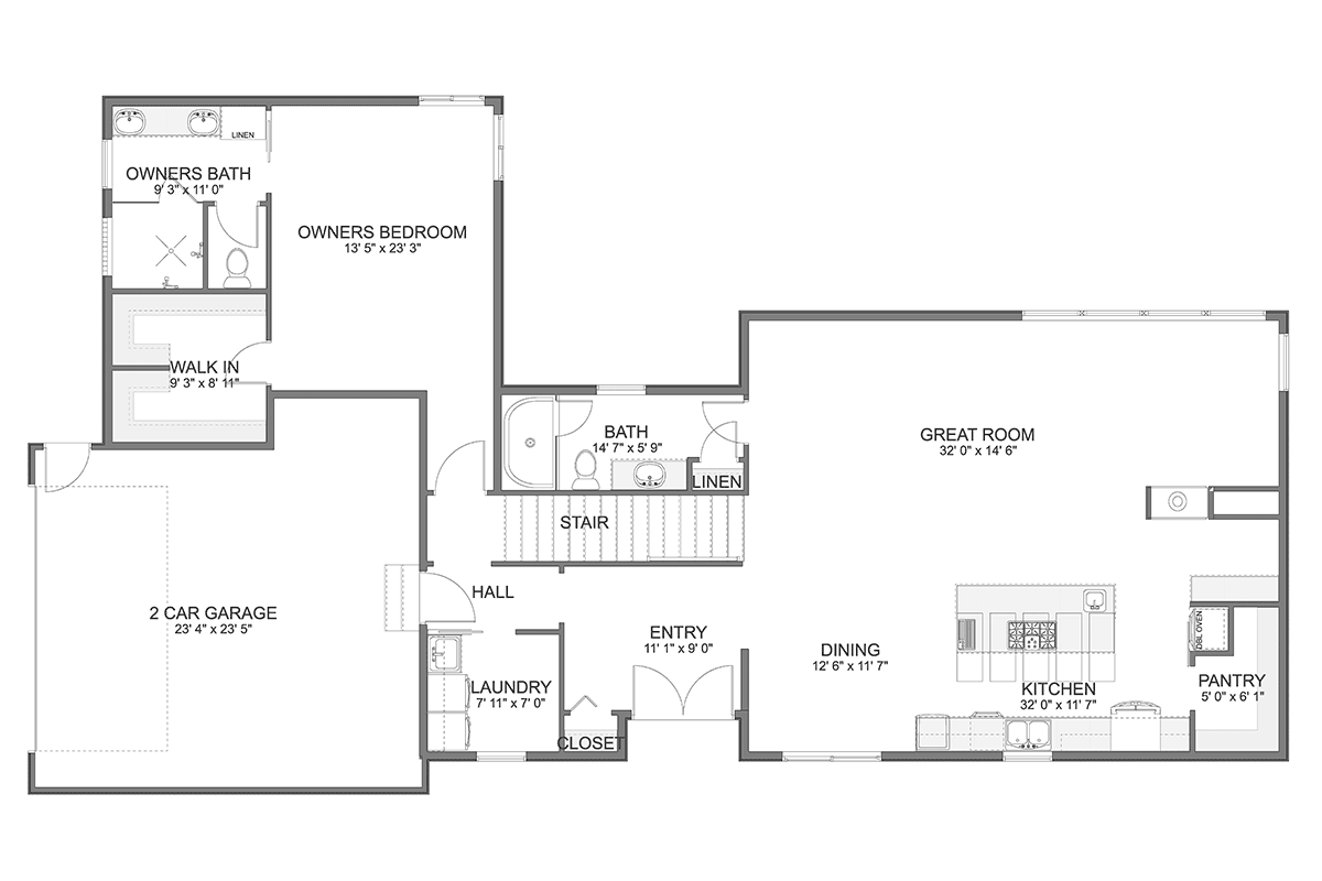 Contemporary Modern Level One of Plan 83640
