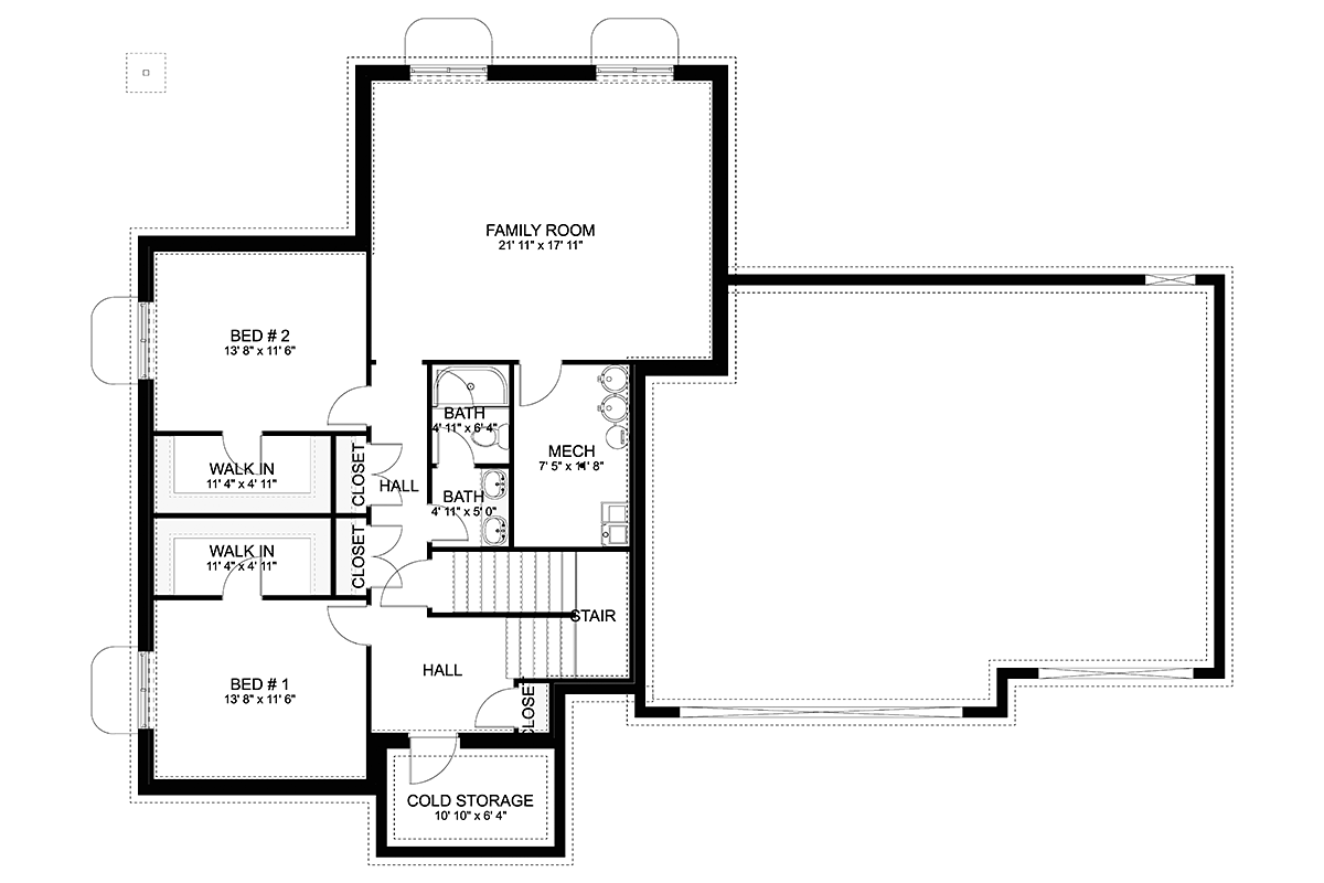 Craftsman New American Style Traditional Lower Level of Plan 83644