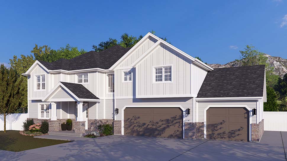 Craftsman, New American Style, Traditional Plan with 3136 Sq. Ft., 4 Bedrooms, 4 Bathrooms, 3 Car Garage Picture 4