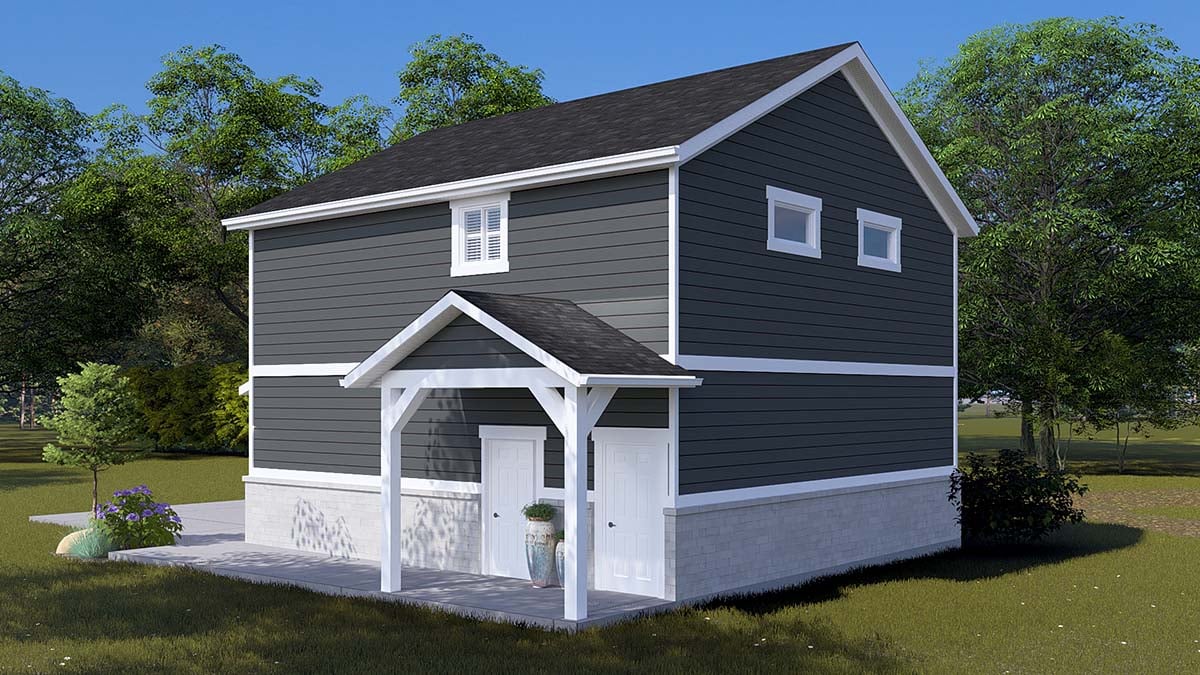 Cottage, Country, Traditional Plan with 1049 Sq. Ft., 2 Bedrooms, 1 Bathrooms, 2 Car Garage Picture 2