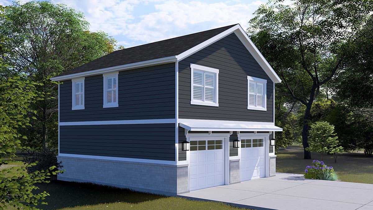 Cottage, Country, Traditional Plan with 1049 Sq. Ft., 2 Bedrooms, 1 Bathrooms, 2 Car Garage Picture 3