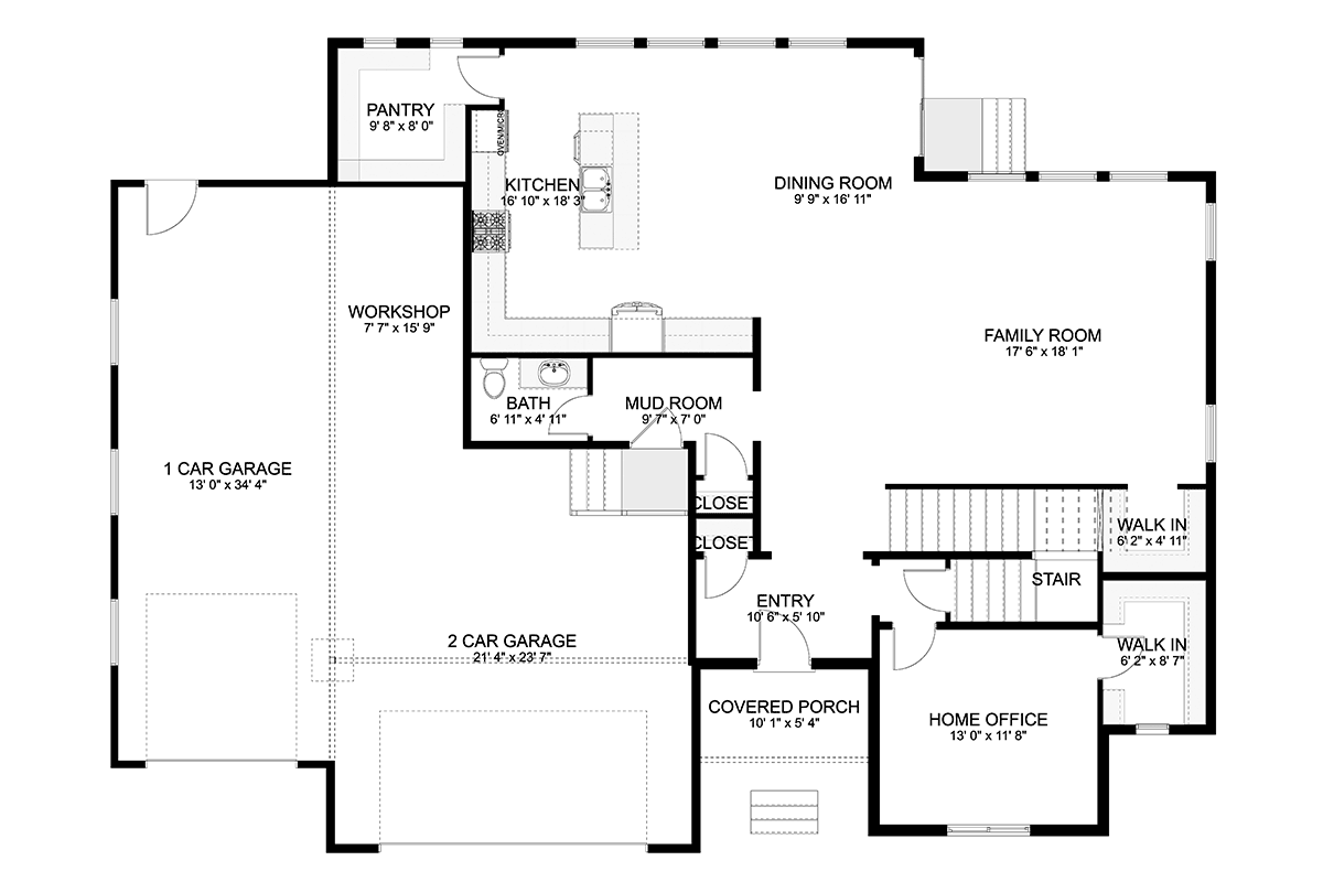 Craftsman Traditional Level One of Plan 83648