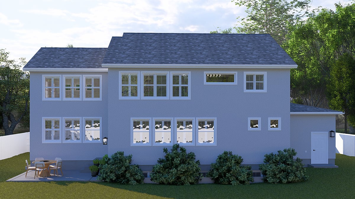 Craftsman, Traditional Plan with 3372 Sq. Ft., 3 Bedrooms, 3 Bathrooms, 3 Car Garage Rear Elevation