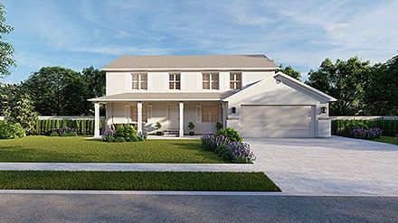 Colonial, Country, Traditional House Plan 83696 with 4 Beds, 3 Baths, 2 Car Garage