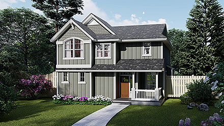 Cape Cod Coastal Cottage Country Craftsman Farmhouse Narrow Lot Traditional Elevation of Plan 83706