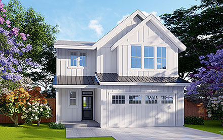Cape Cod Coastal Cottage Country Farmhouse Florida Narrow Lot Traditional Elevation of Plan 83709