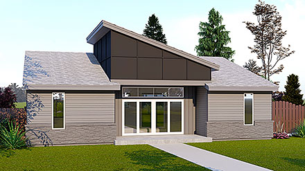 Contemporary Elevation of Plan 83716