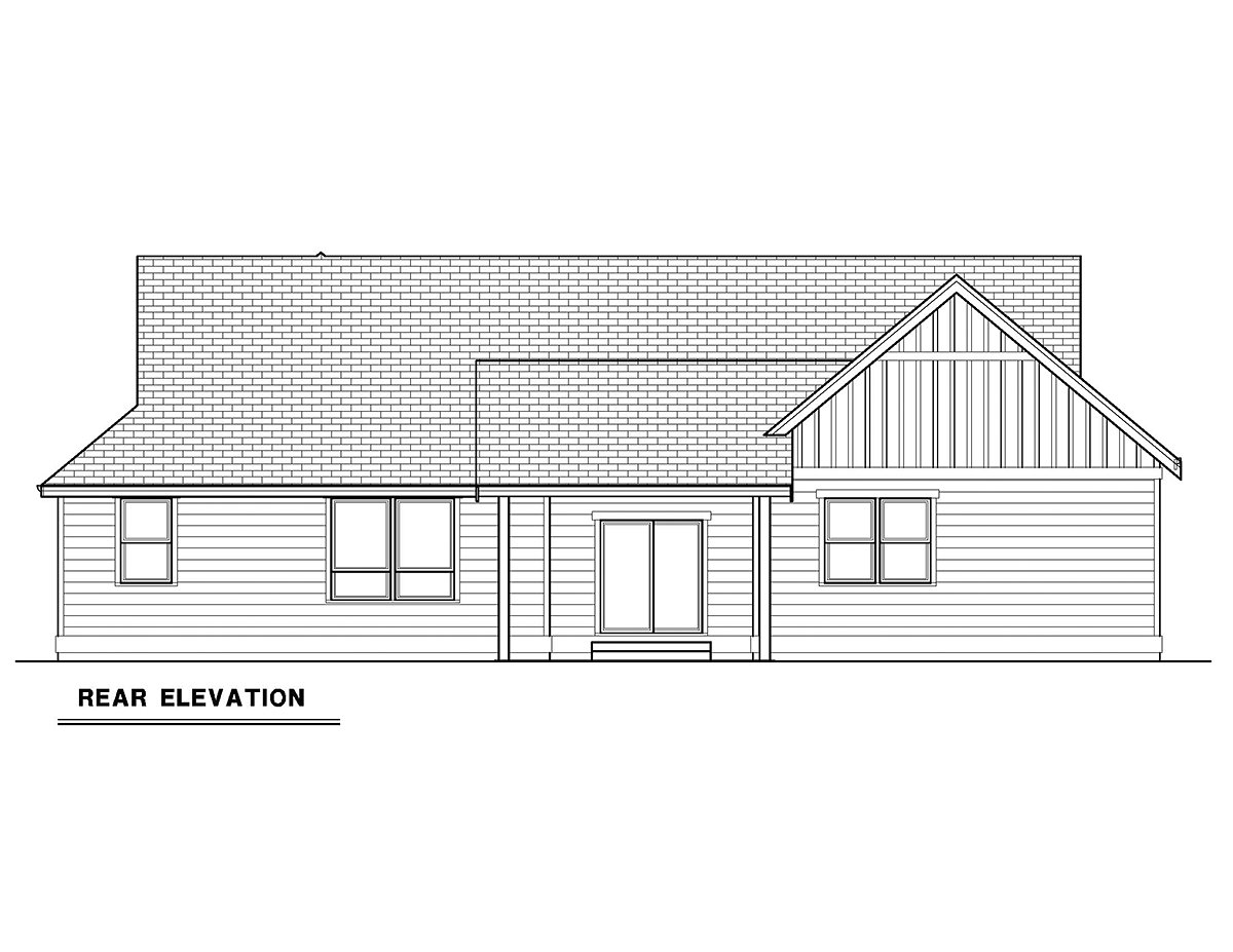 Cottage Craftsman Farmhouse Traditional Rear Elevation of Plan 83800