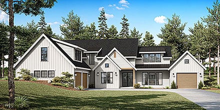 Contemporary Farmhouse New American Style Elevation of Plan 83822