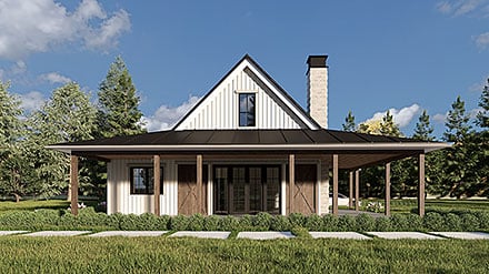 Barndominium Country Craftsman Ranch Southern Elevation of Plan 83844