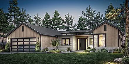 Coastal Contemporary Elevation of Plan 83845