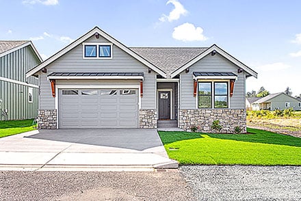 Cottage Country Craftsman Ranch Traditional Elevation of Plan 83858