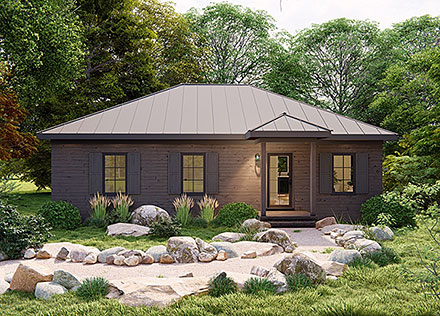 Cabin Cottage Country Narrow Lot Elevation of Plan 83902