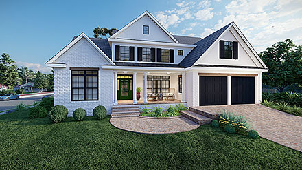 Country Craftsman Farmhouse Elevation of Plan 83903