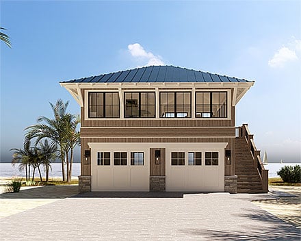 Coastal Craftsman Elevation of Plan 83919