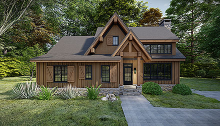 Cabin Craftsman Farmhouse Elevation of Plan 83921