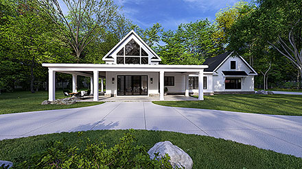 Contemporary Country Farmhouse Southern Elevation of Plan 83926