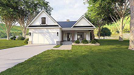 Country Craftsman Farmhouse Elevation of Plan 83931