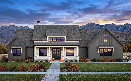 Contemporary Country Farmhouse Elevation of Plan 84152